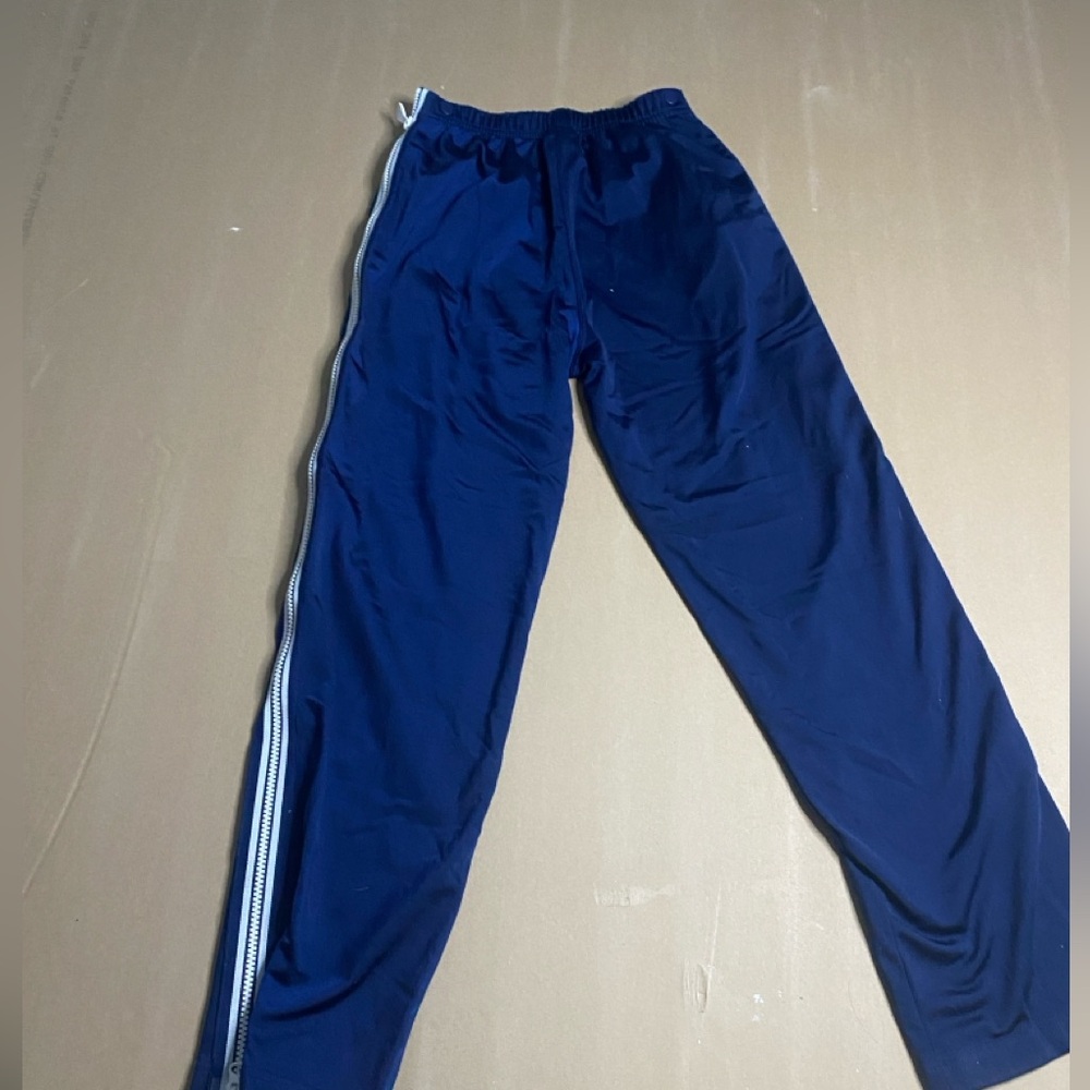 Navy Vintage Boy Adidas Adibreak snap-leg track zipper pants with white stripes